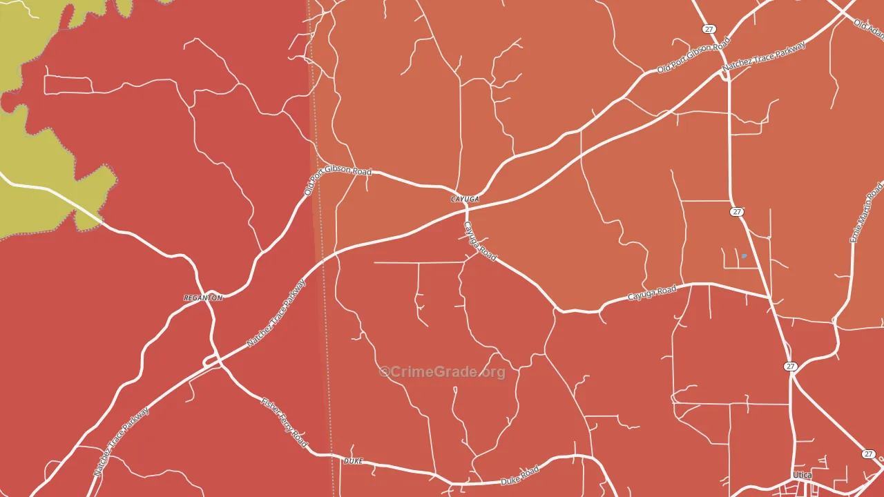 Cayuga, MS Map of Murder Rates