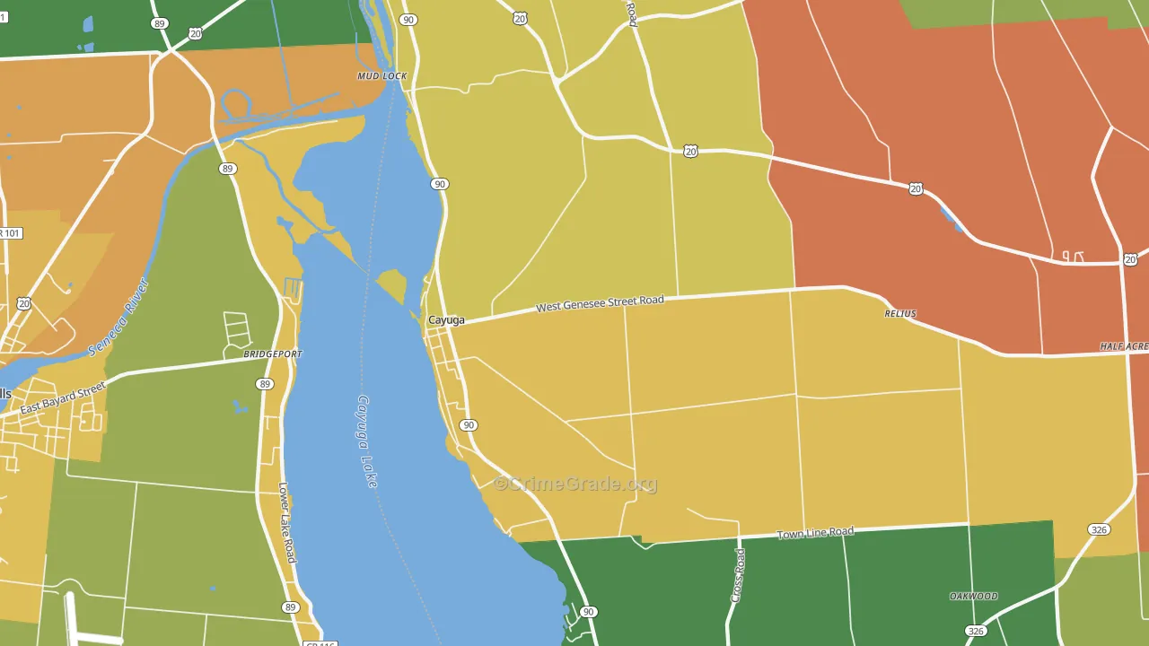 Cayuga, NY Map of Murder Rates