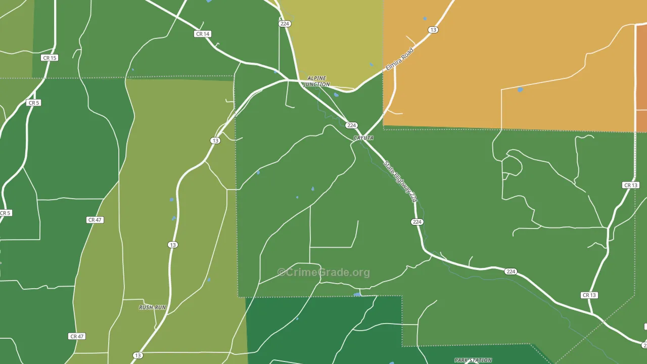 Cayuta, NY Map of Murder Rates