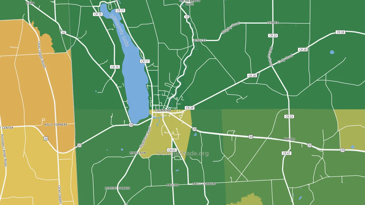 Cazenovia, NY Map of Murder Rates