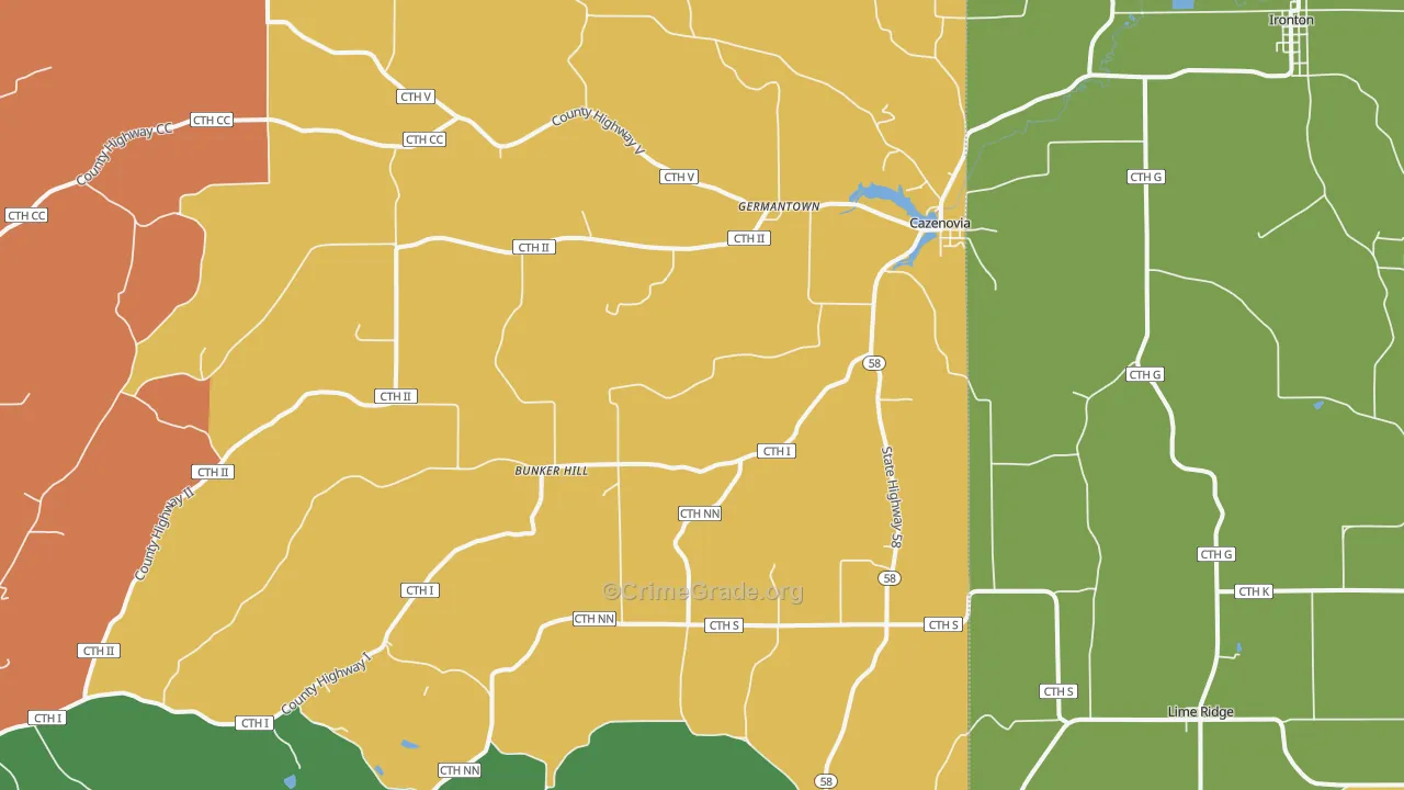 Cazenovia, WI Map of Murder Rates