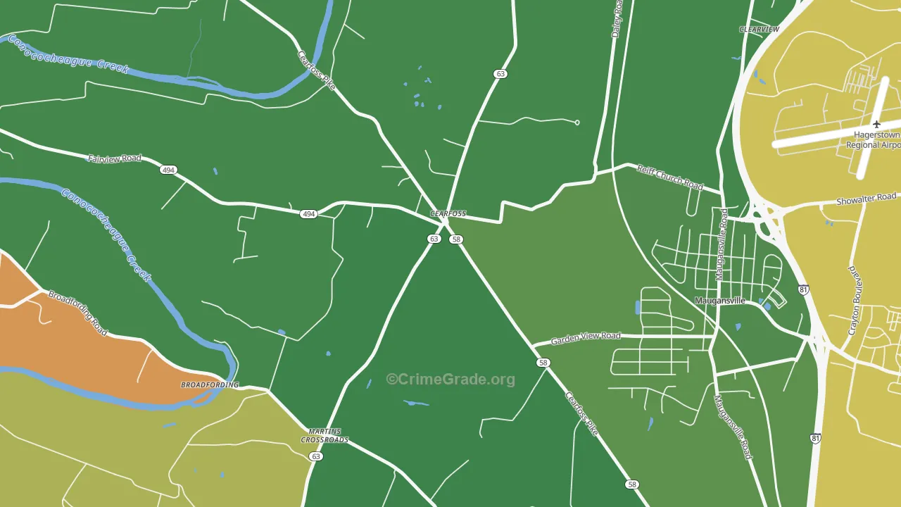Cearfoss, MD Map of Murder Rates