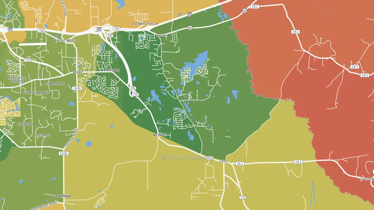 Cecil, AL Map of Murder Rates