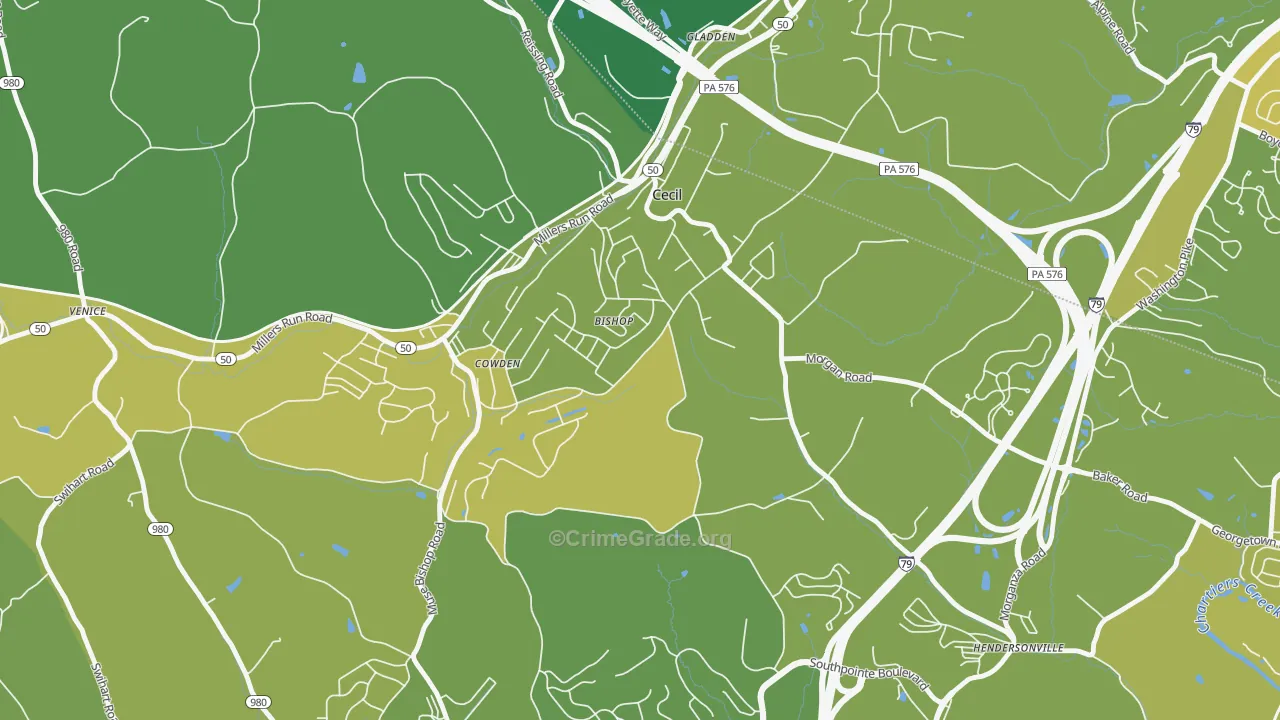 Cecil-Bishop, PA Map of Murder Rates