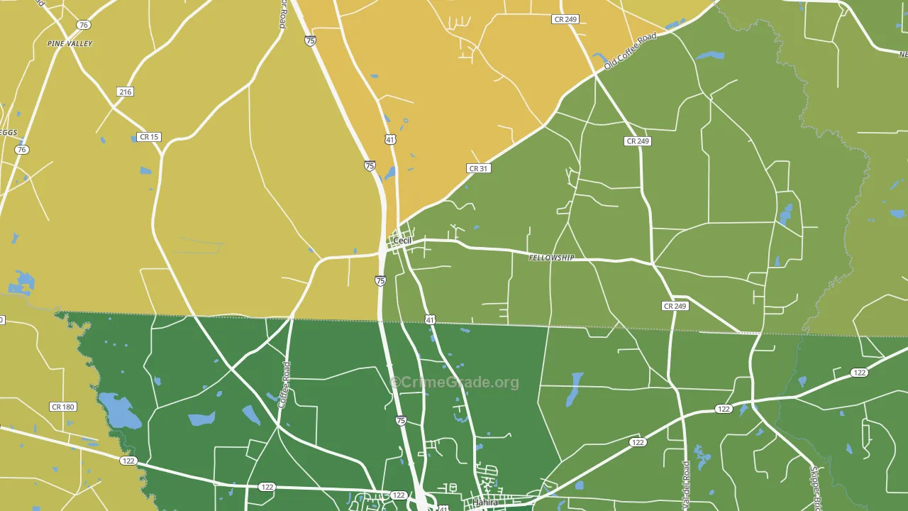 Cecil, GA Map of Murder Rates