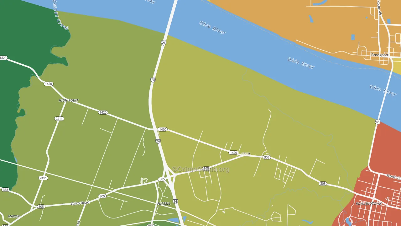 Cecil, KY Map of Murder Rates