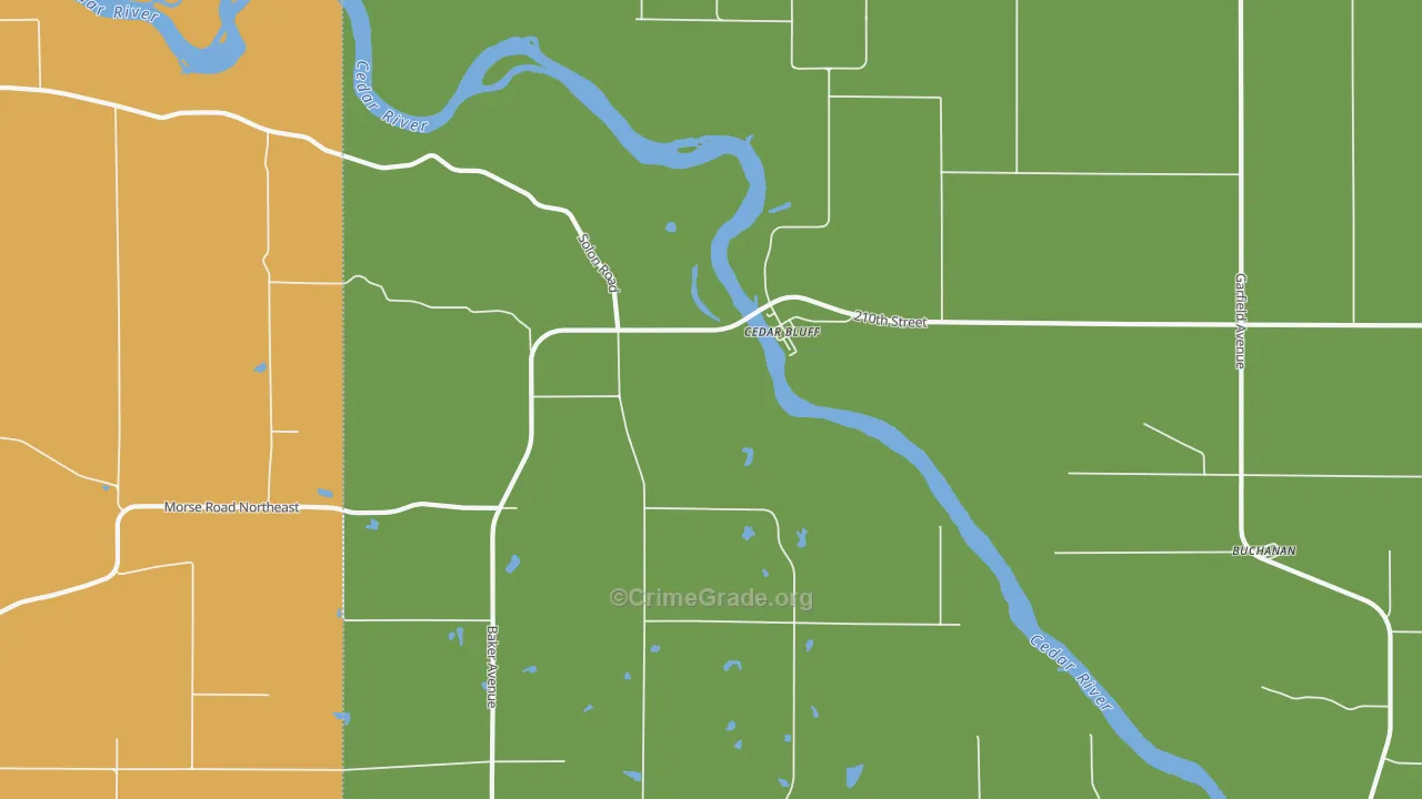 Cedar Bluff, IA Map of Murder Rates