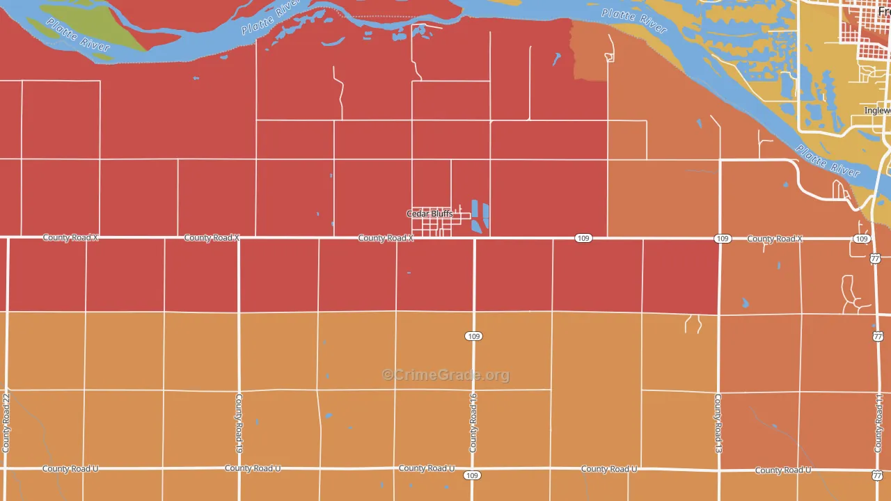 Cedar Bluffs, NE Map of Murder Rates