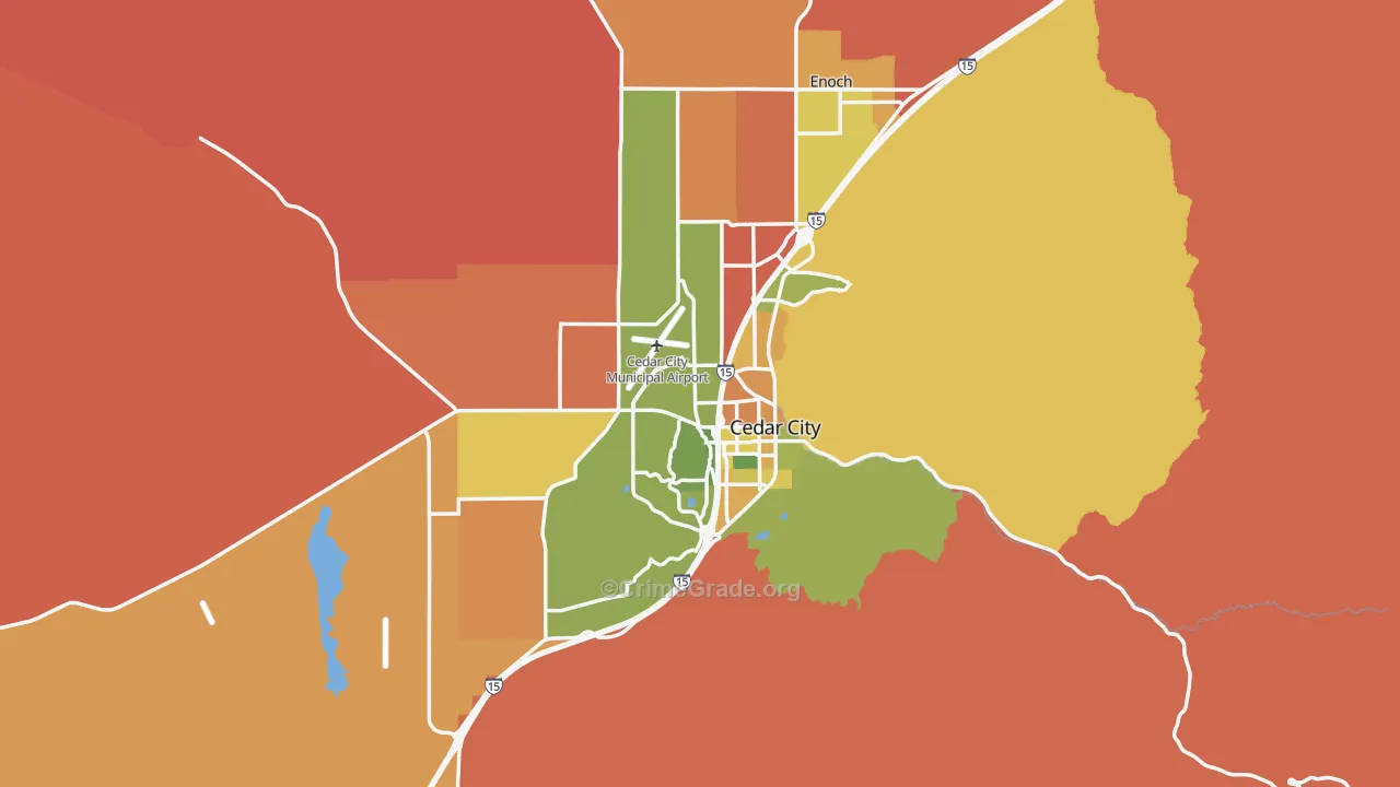 Cedar City, UT Map of Murder Rates