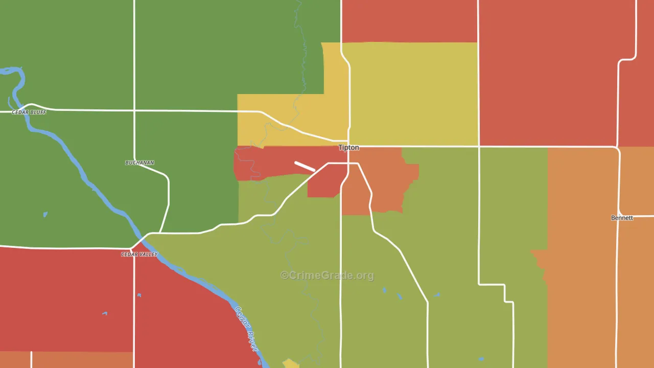 Cedar County, IA Map of Murder Rates