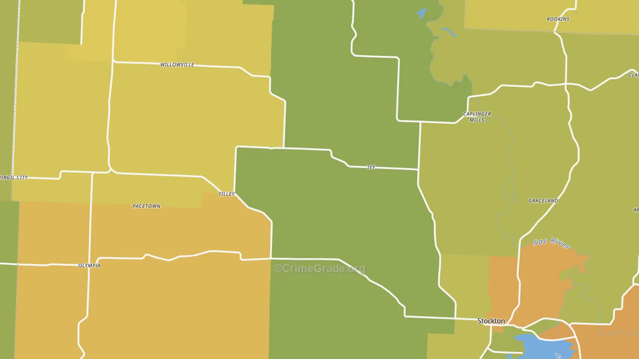 Cedar County, MO Map of Murder Rates