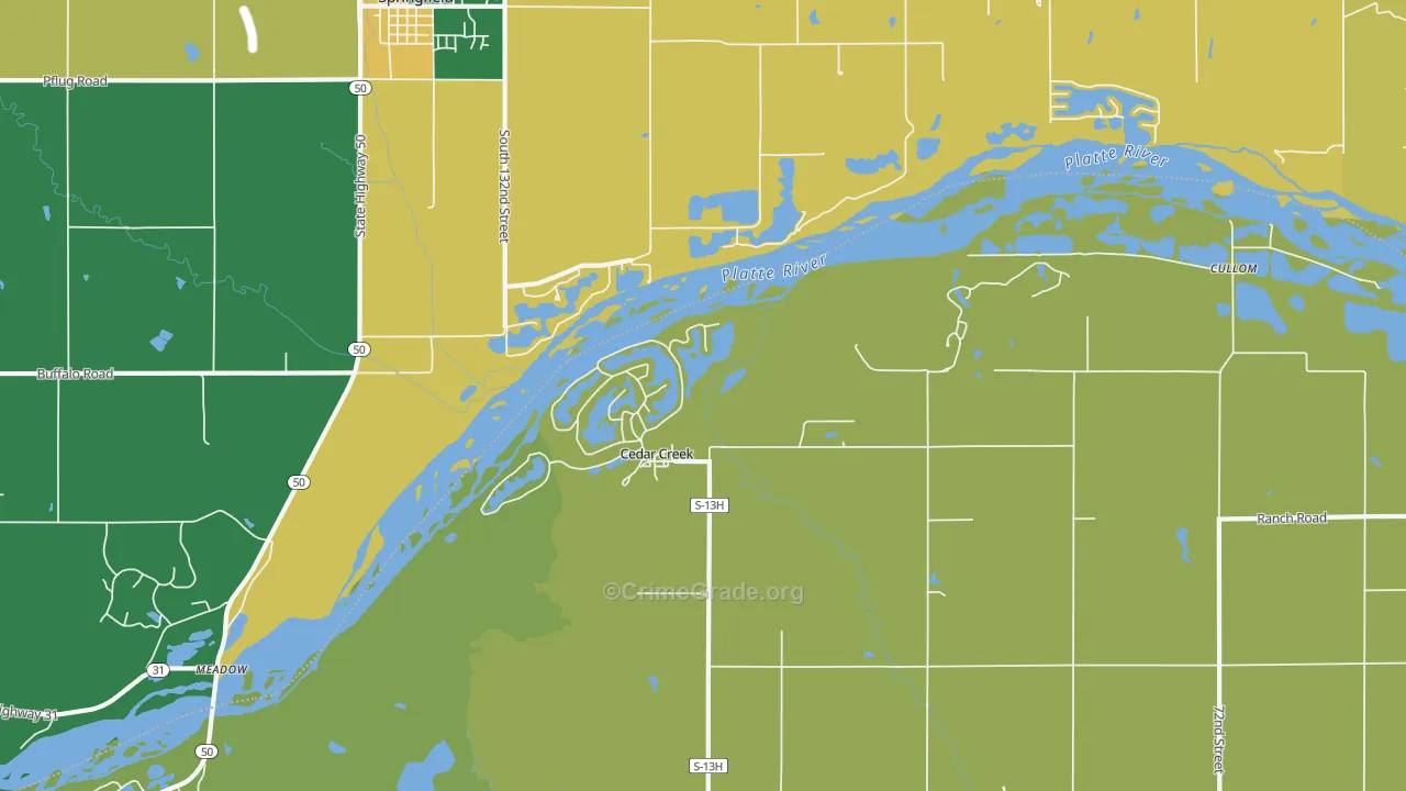 Cedar Creek, NE Map of Murder Rates