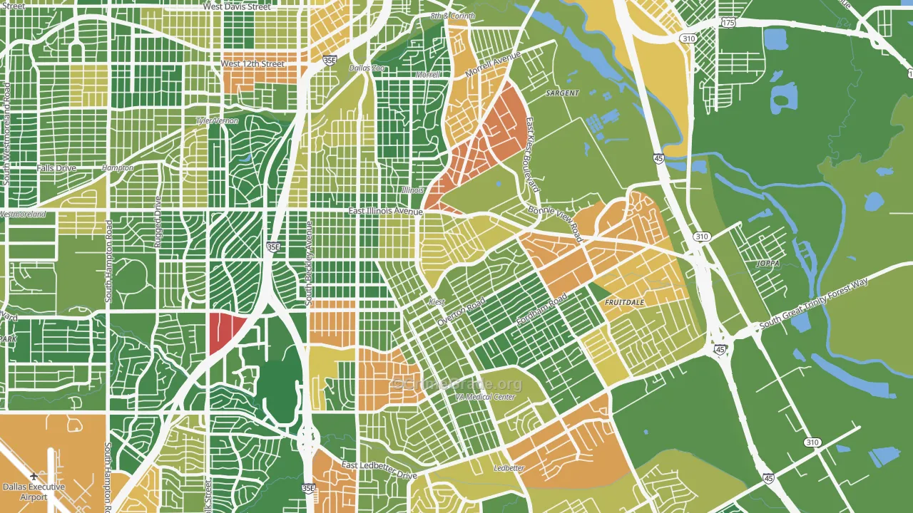 Cedar Crest, Dallas, TX Map of Murder Rates