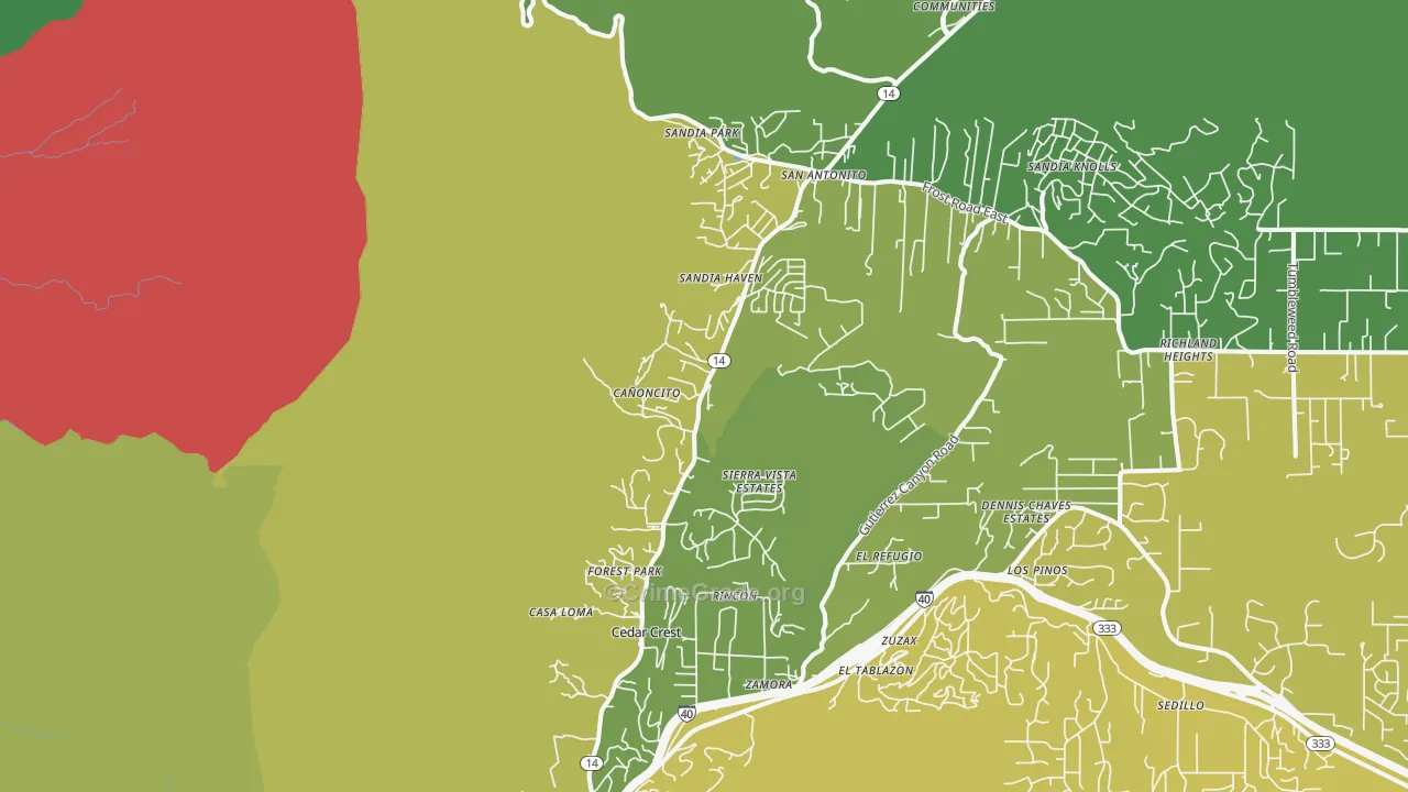 Cedar Crest, NM Map of Murder Rates