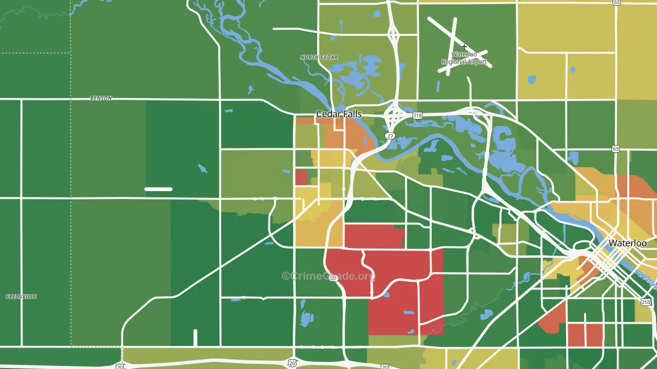 Cedar Falls, IA Map of Murder Rates