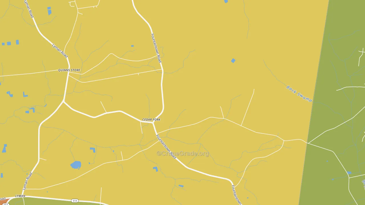 Cedar Fork, NC Map of Murder Rates