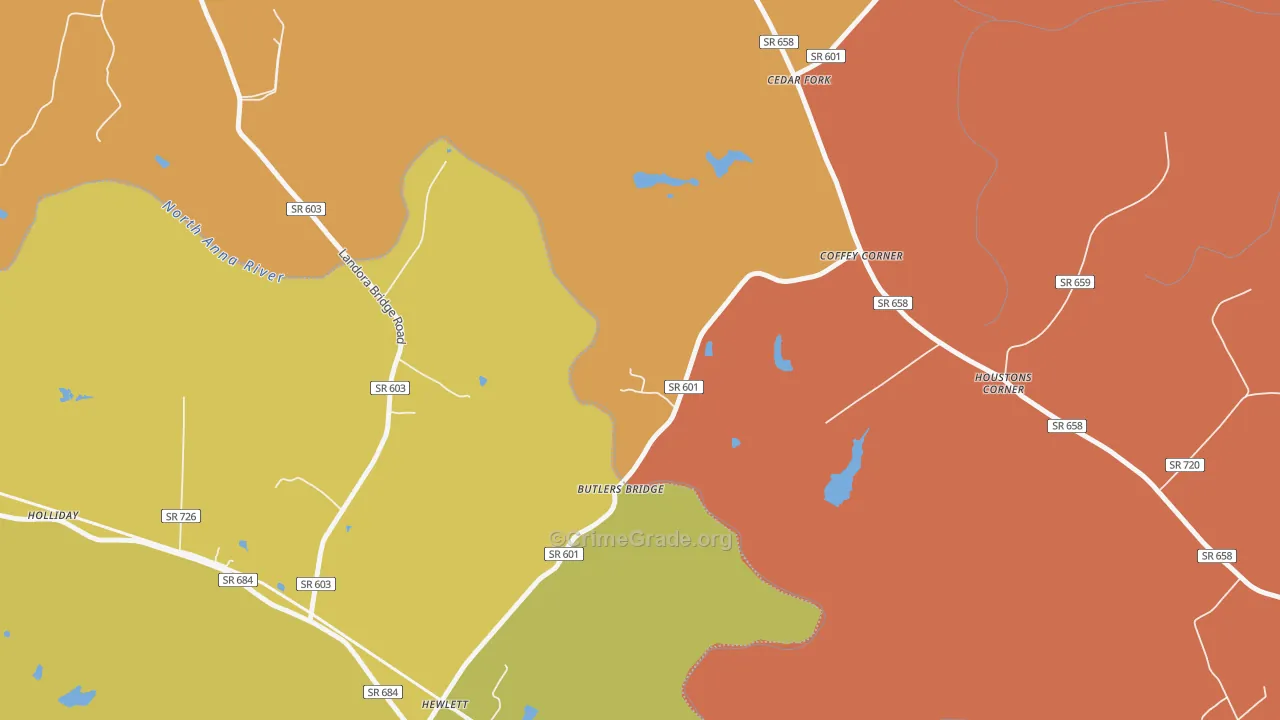 Cedar Fork, VA Map of Murder Rates