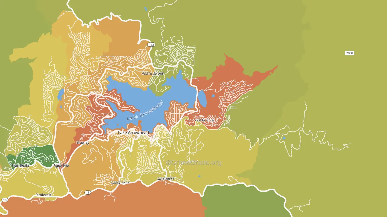 Cedar Glen, CA Map of Murder Rates