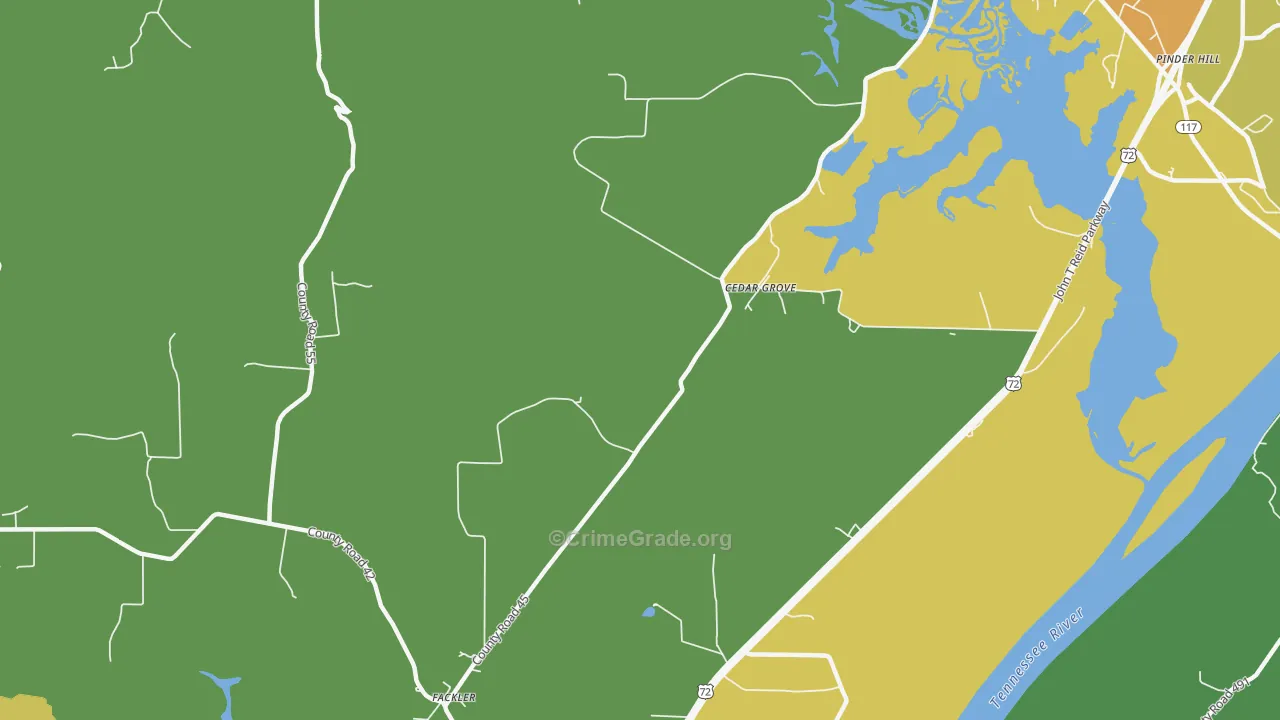 Cedar Grove, AL Map of Murder Rates