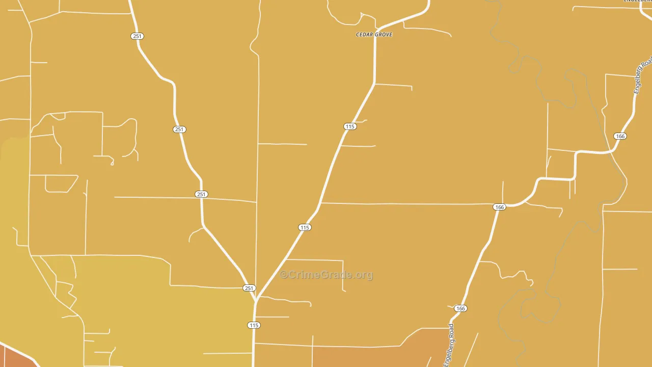 Cedar Grove, AR Map of Murder Rates