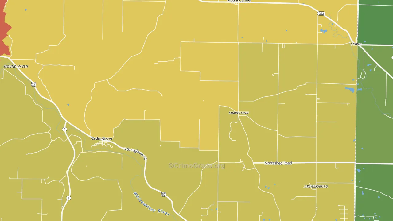 Cedar Grove, IN Map of Murder Rates