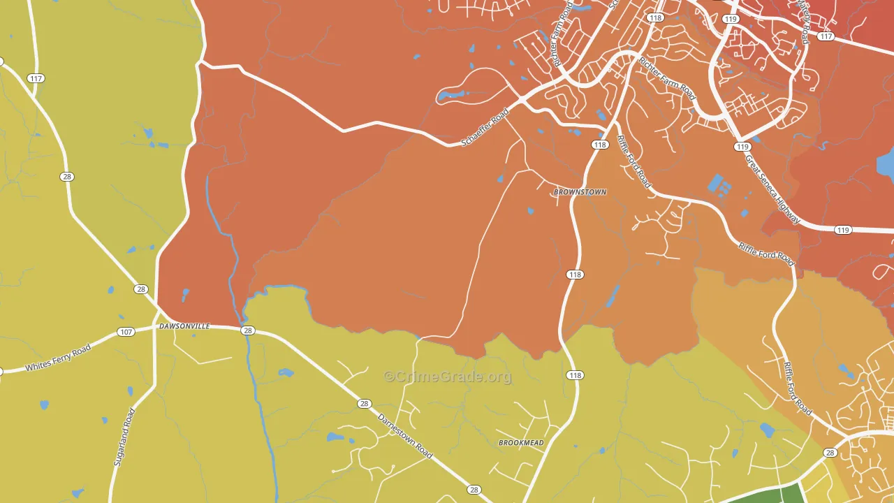 Cedar Grove, MD Map of Murder Rates