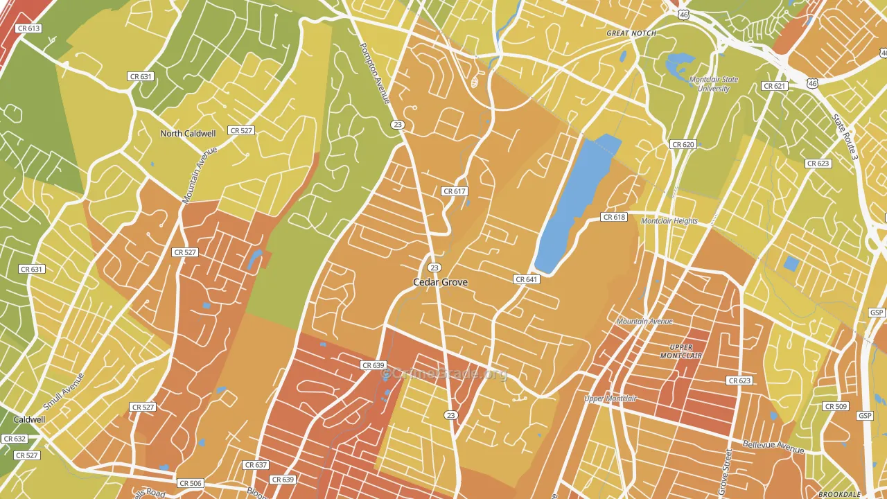 Cedar Grove, NJ Map of Murder Rates