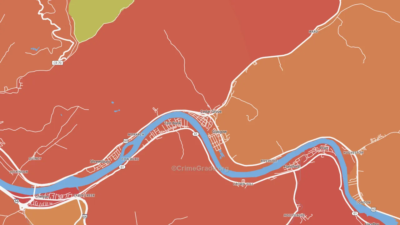 Cedar Grove, WV Map of Murder Rates