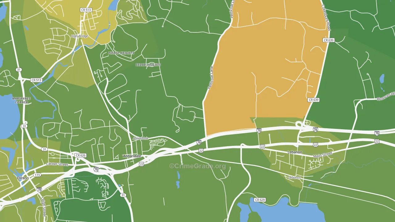 Cedar Heights, NJ Map of Murder Rates