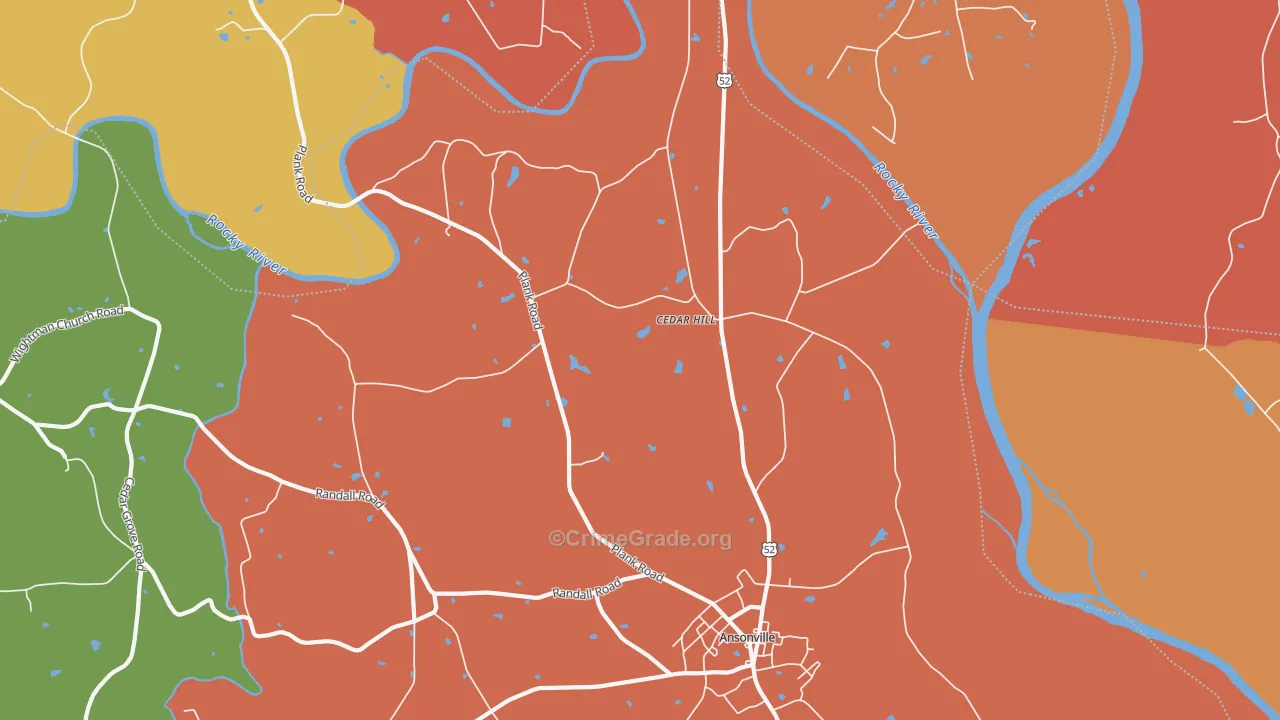 Cedar Hill, NC Map of Murder Rates