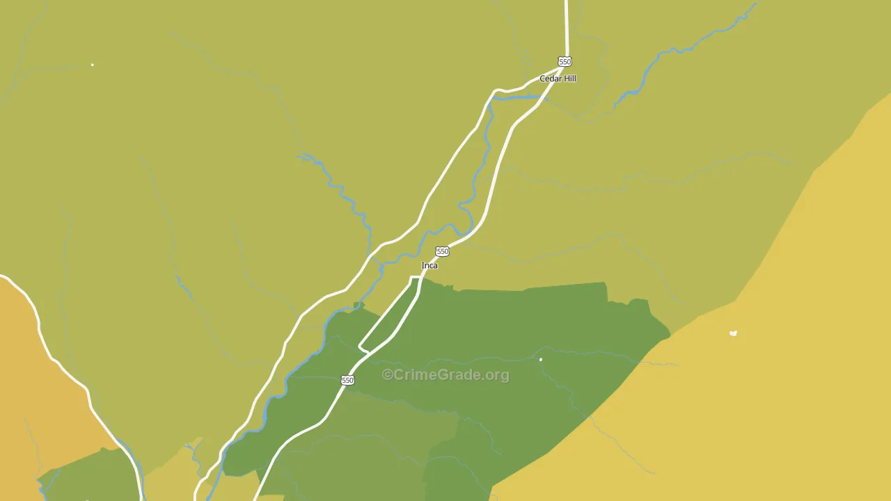 Cedar Hill, NM Map of Murder Rates