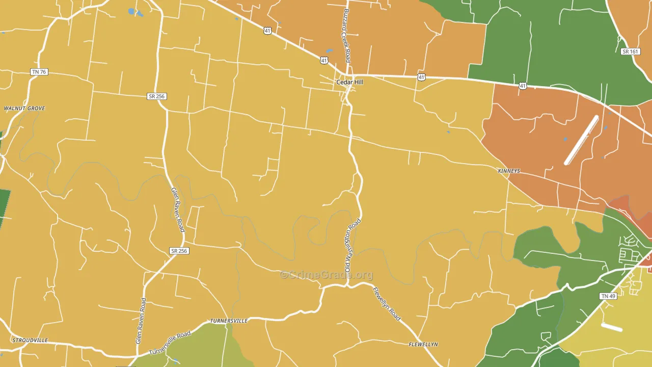 Cedar Hill, TN Map of Murder Rates
