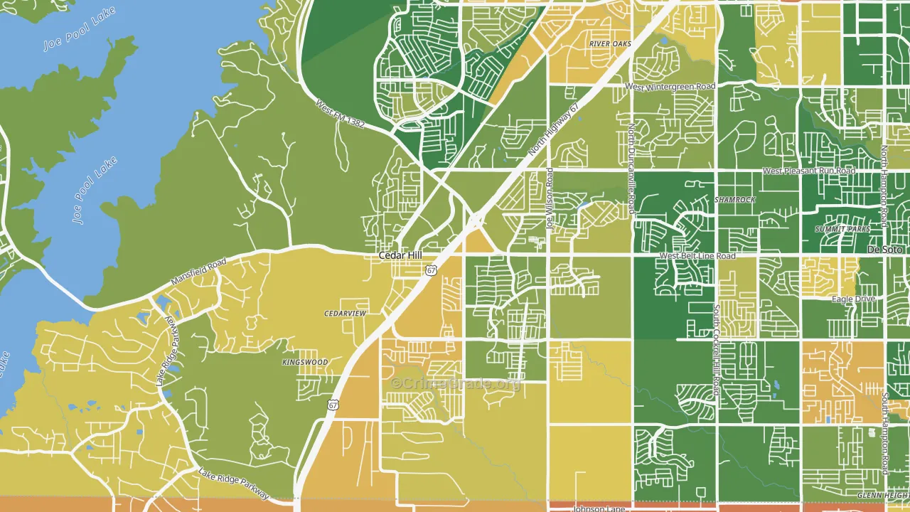 Cedar Hill, TX Map of Murder Rates