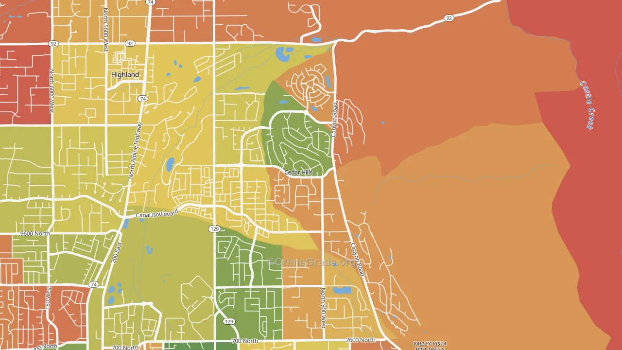 Cedar Hills, UT Map of Murder Rates