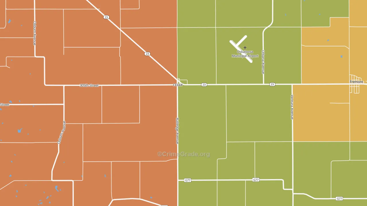 Cedar, IA Map of Murder Rates