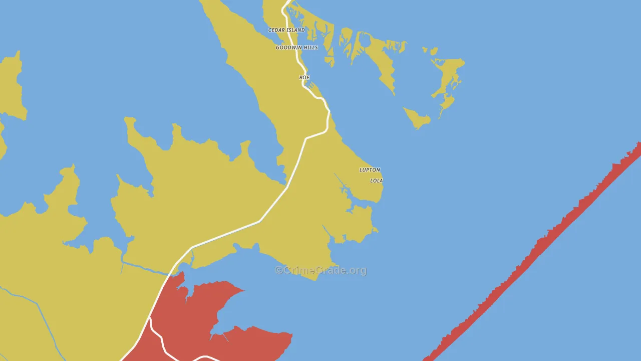Cedar Island, NC Map of Murder Rates