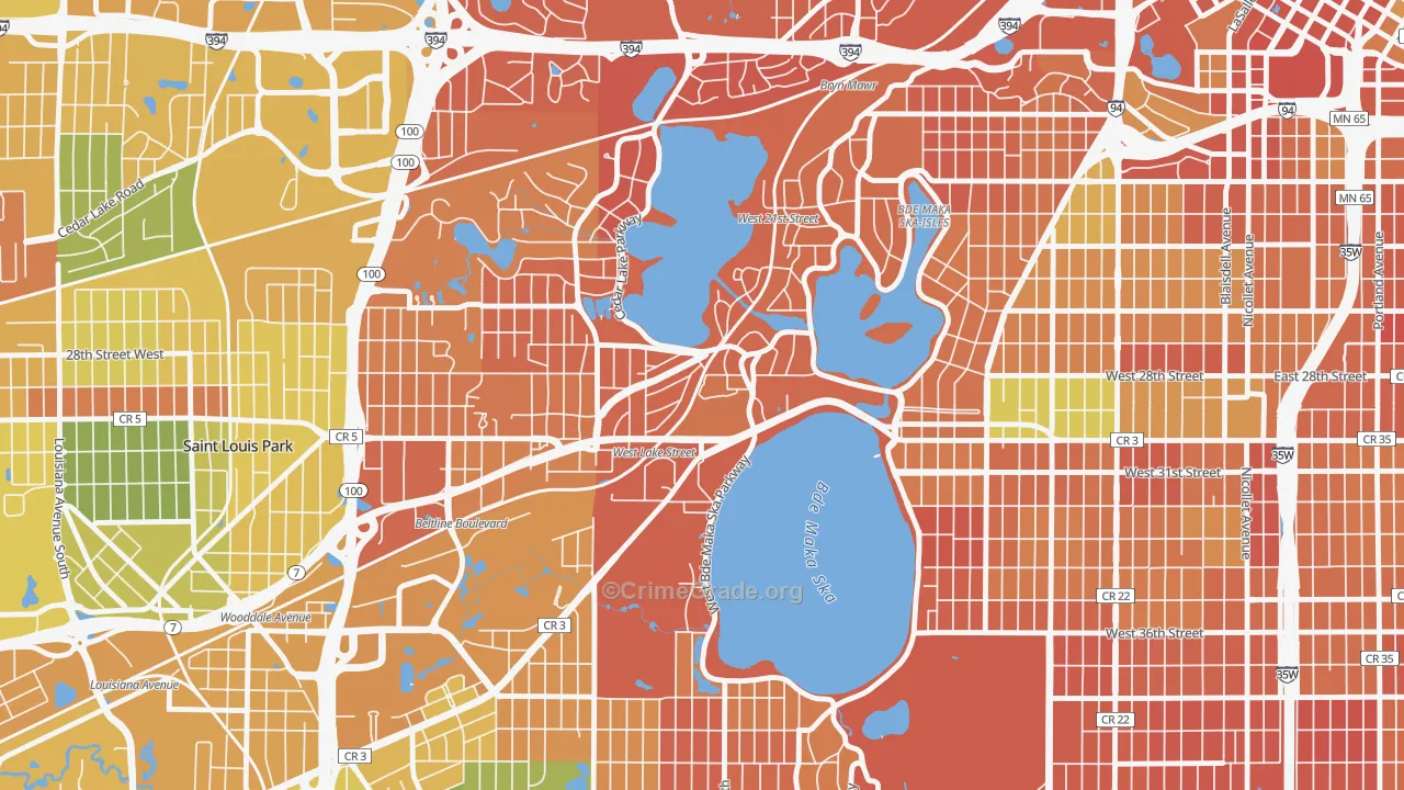 Cedar-Isles-Dean, Minneapolis, MN Map of Murder Rates
