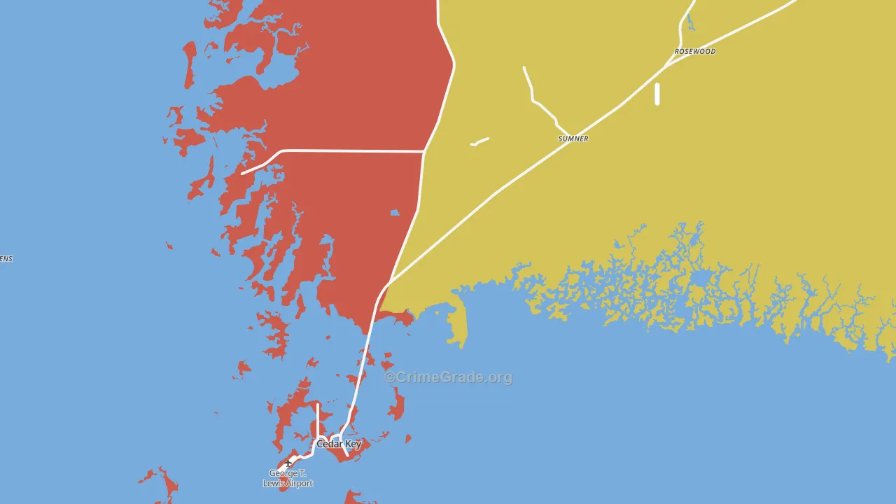 Cedar Key, FL Map of Murder Rates