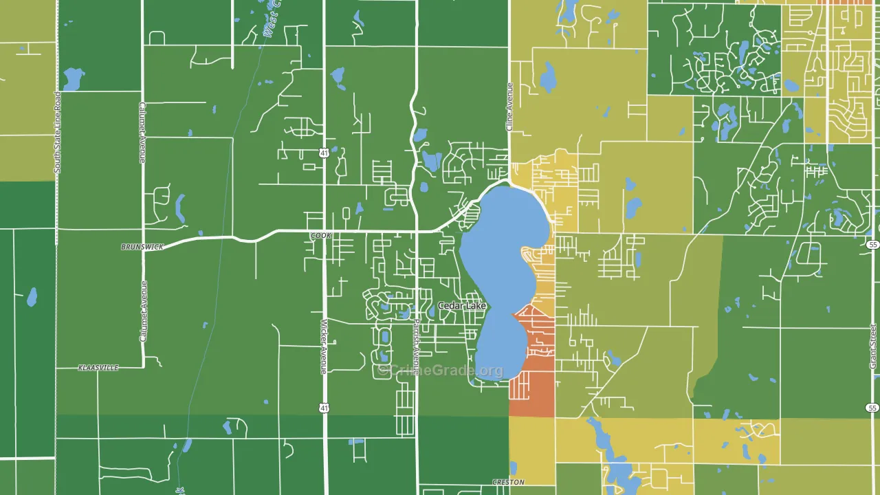 Cedar Lake, IN Map of Murder Rates