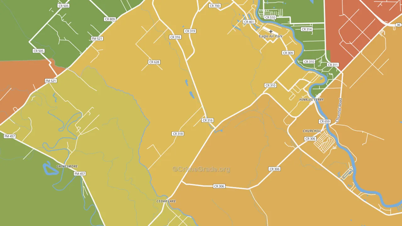 Cedar Lake, TX Map of Murder Rates
