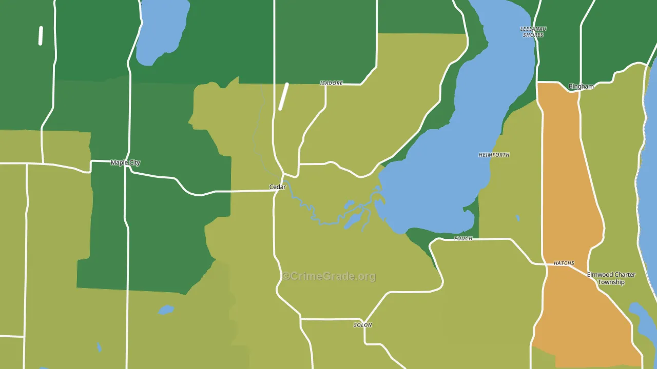 Cedar, MI Map of Murder Rates