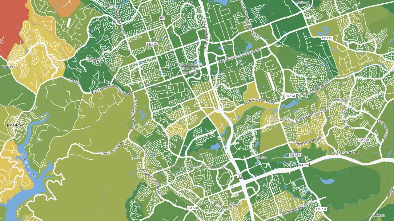 Cedar Park, TX Map of Murder Rates