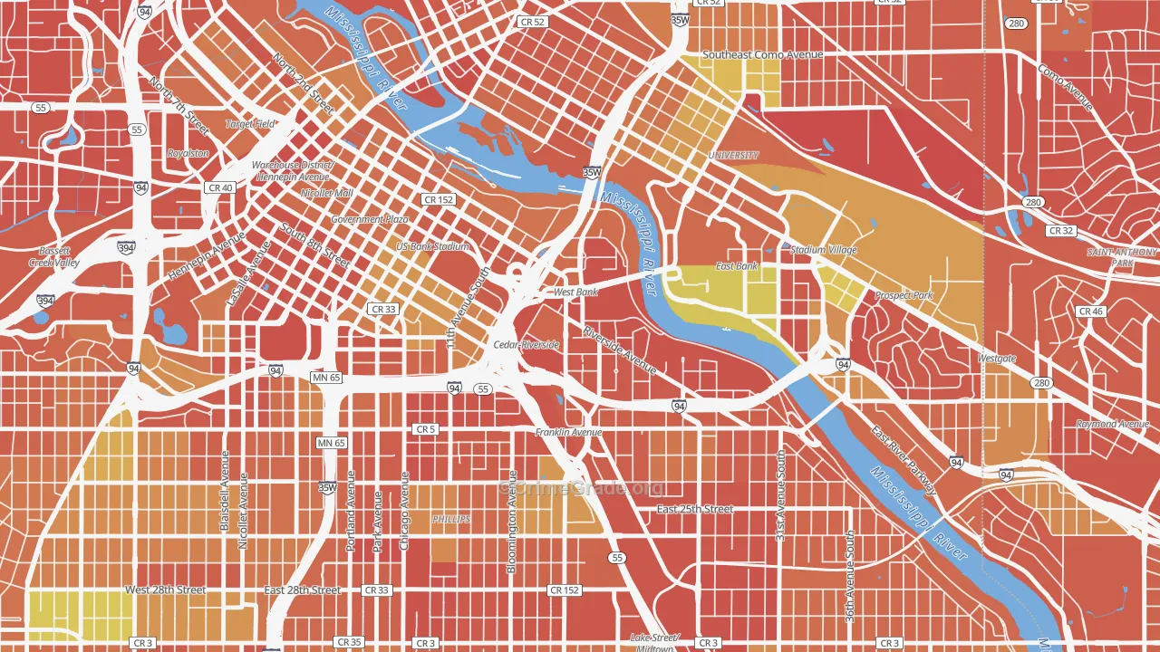 Cedar-Riverside, Minneapolis, MN Map of Murder Rates
