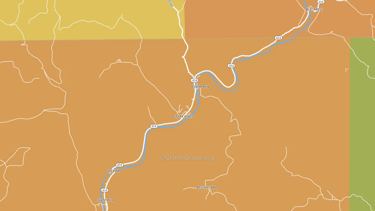 Cedar Run, PA Map of Murder Rates