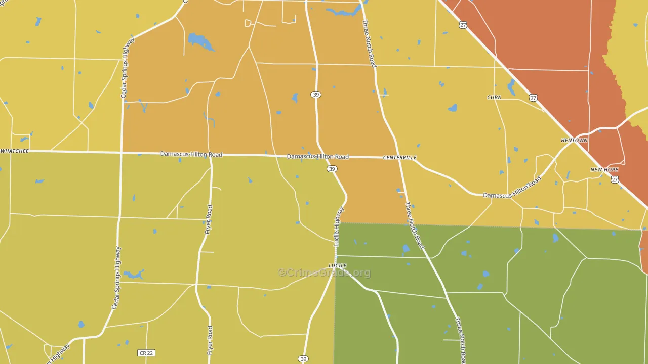Cedar Springs, GA Map of Murder Rates