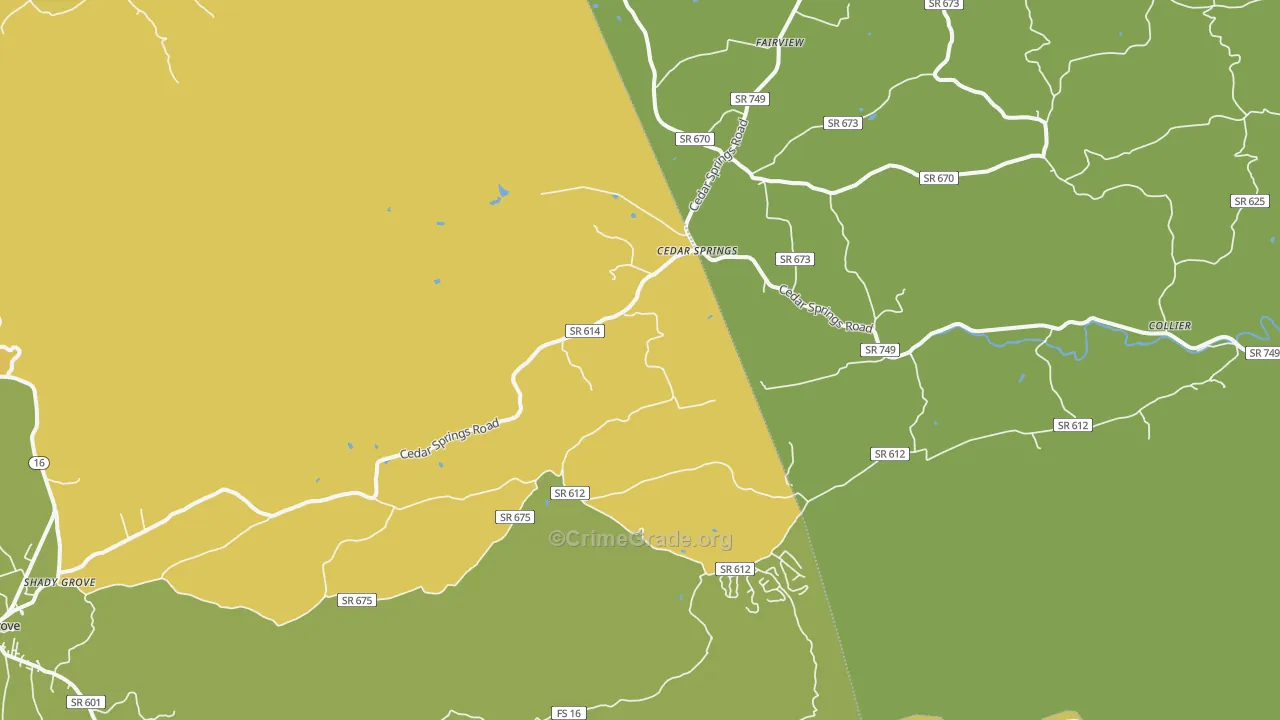 Cedar Springs, VA Map of Murder Rates