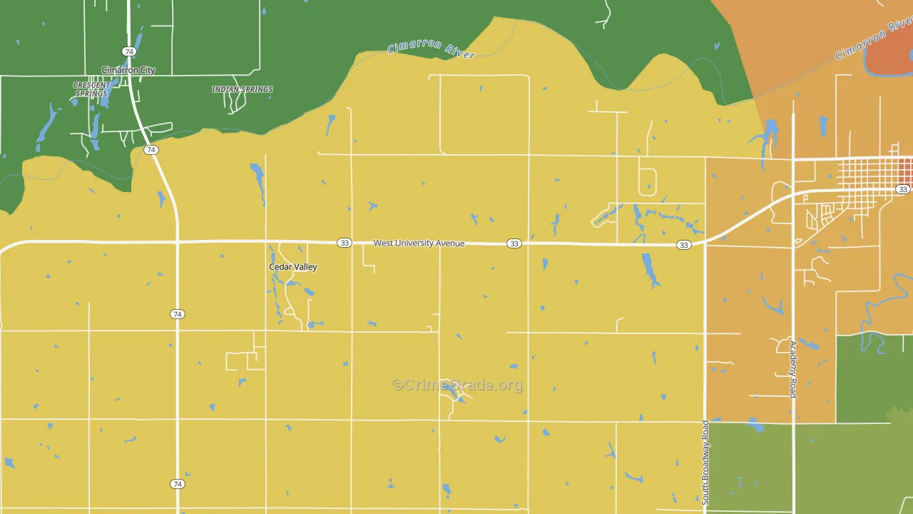 Cedar Valley, OK Map of Murder Rates
