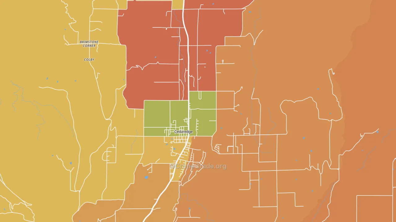 Cedaredge, CO Map of Murder Rates
