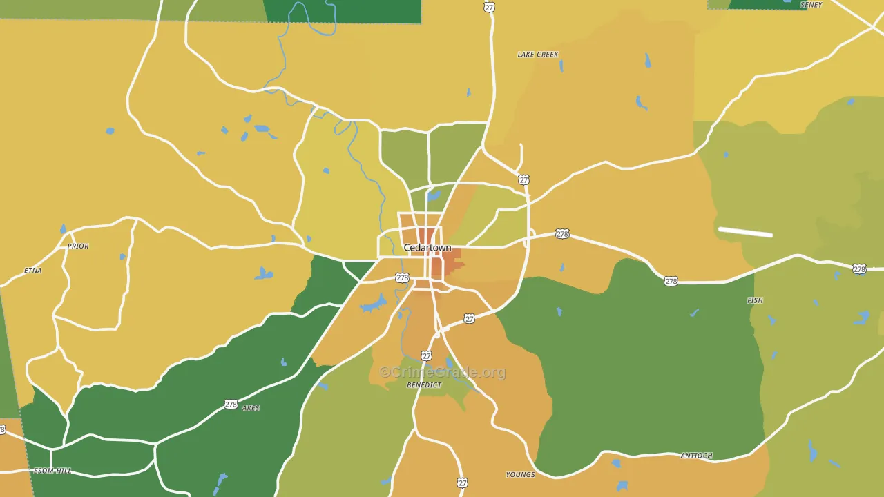 Cedartown, GA Map of Murder Rates
