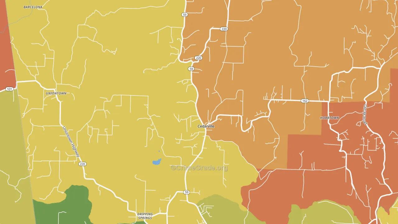 Cedarville, AR Map of Murder Rates